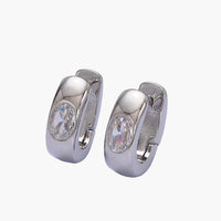 Gold Filled Clear Oval CZ 15mm Thick Huggie Earrings