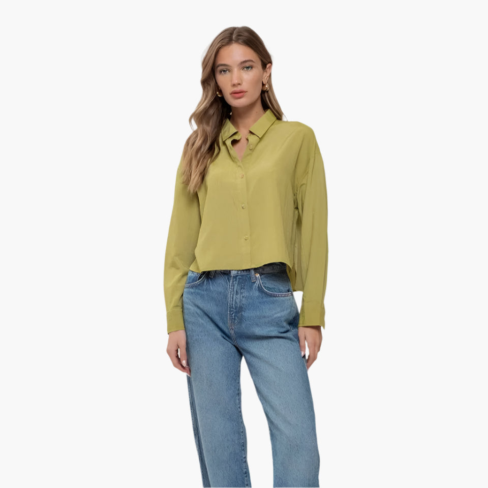 Kiwi Cropped Button Down Shirt