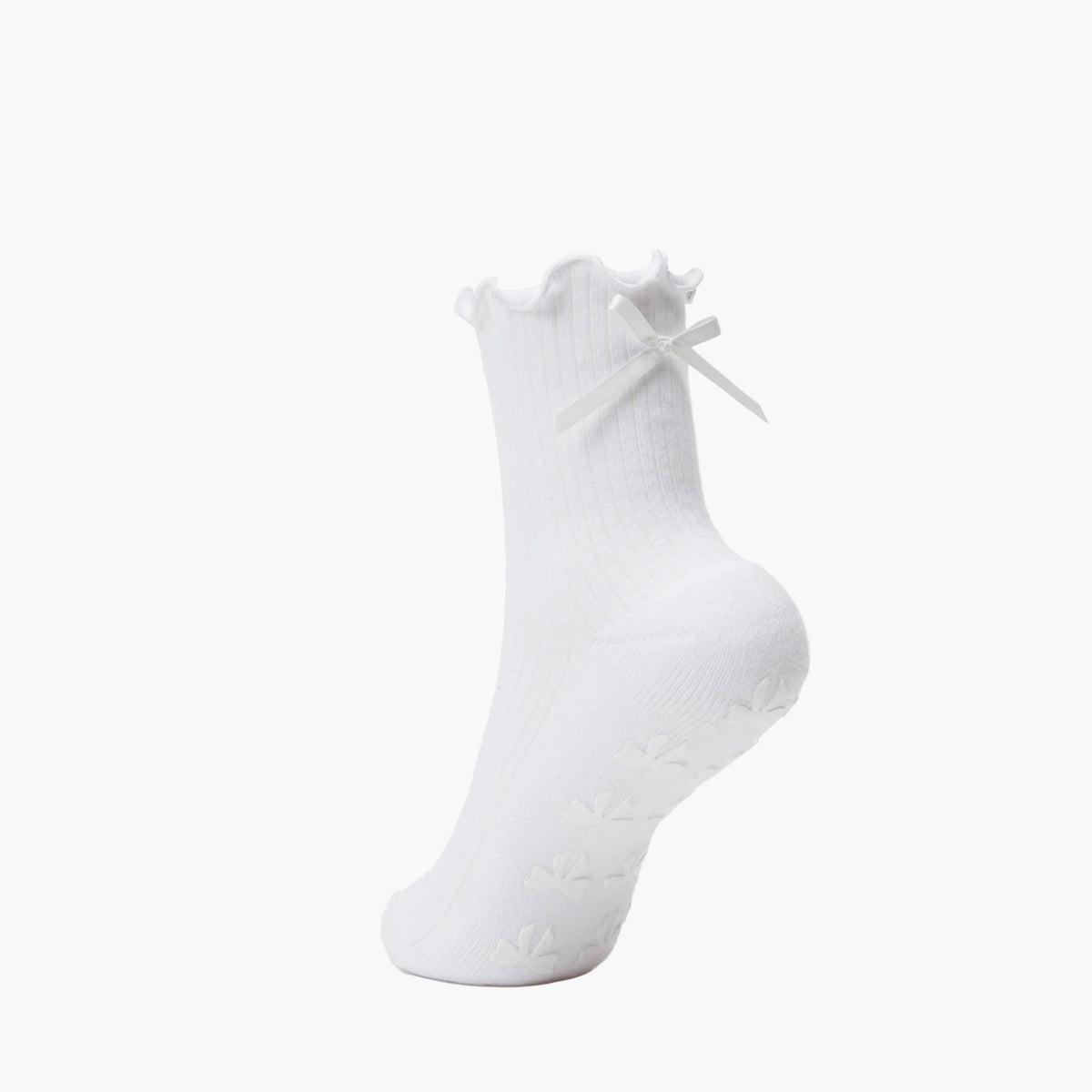 White Big Bow Grip Socks
