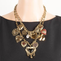 Assorted Pearl And Heart Charms Statement Necklace