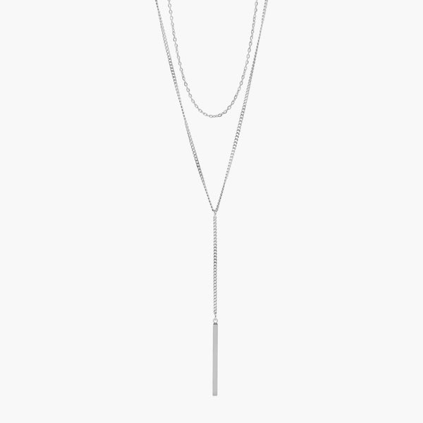 Bar Pendant Layered Lariat Necklace