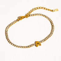 Chaplin 18K Gold Non-Tarnish Rhinestone Letter Bracelet