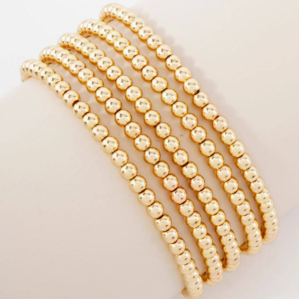 5PC-Set Metallic Beads Stackable Stretch Bracelets