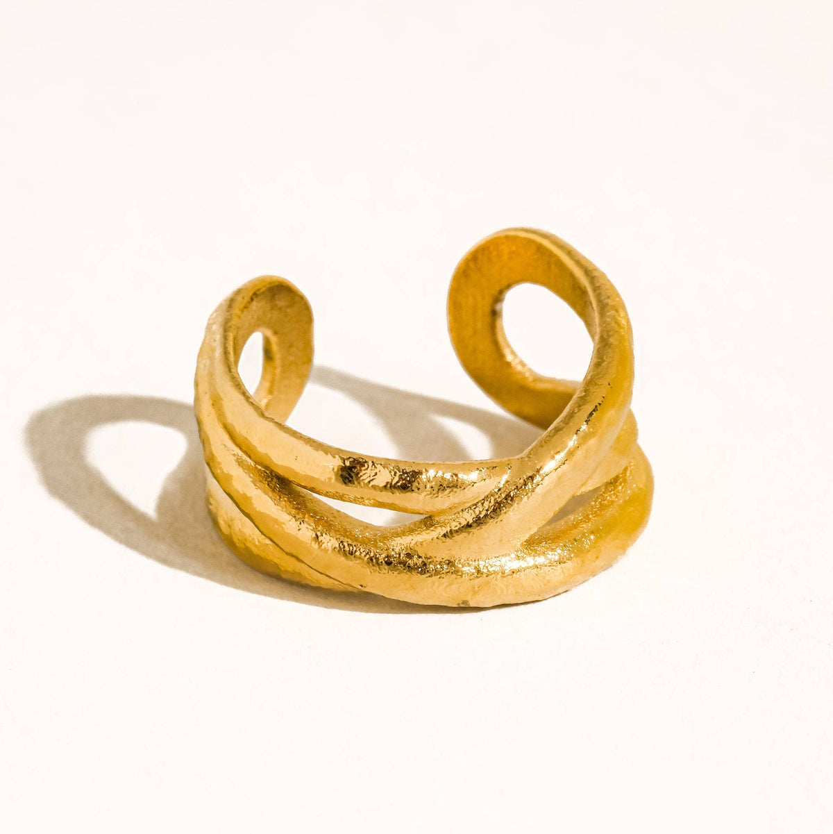 Corlisse 18K Gold Non-Tarnish Textured Crossover Ring