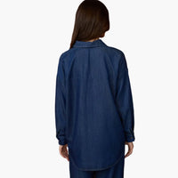 Collared Button Down Stud Detail Denim Shirt