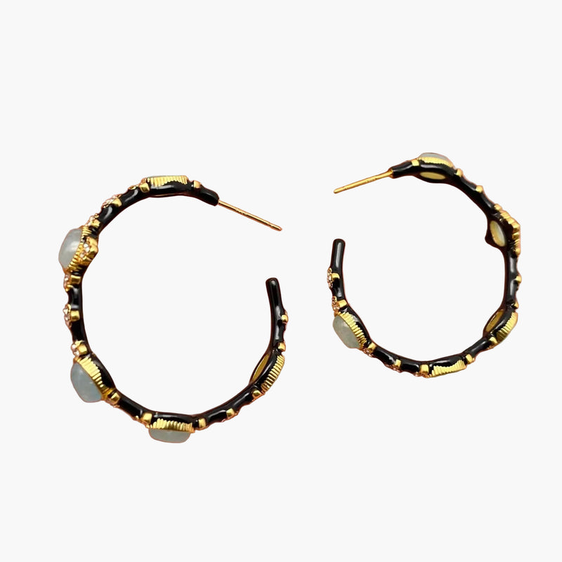 Aventurine 18K Gold Plated Hoop Earrings