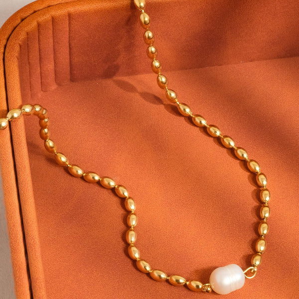 Vigne 18K Gold Pearl Ball Chain Necklace