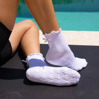 White Big Bow Grip Socks