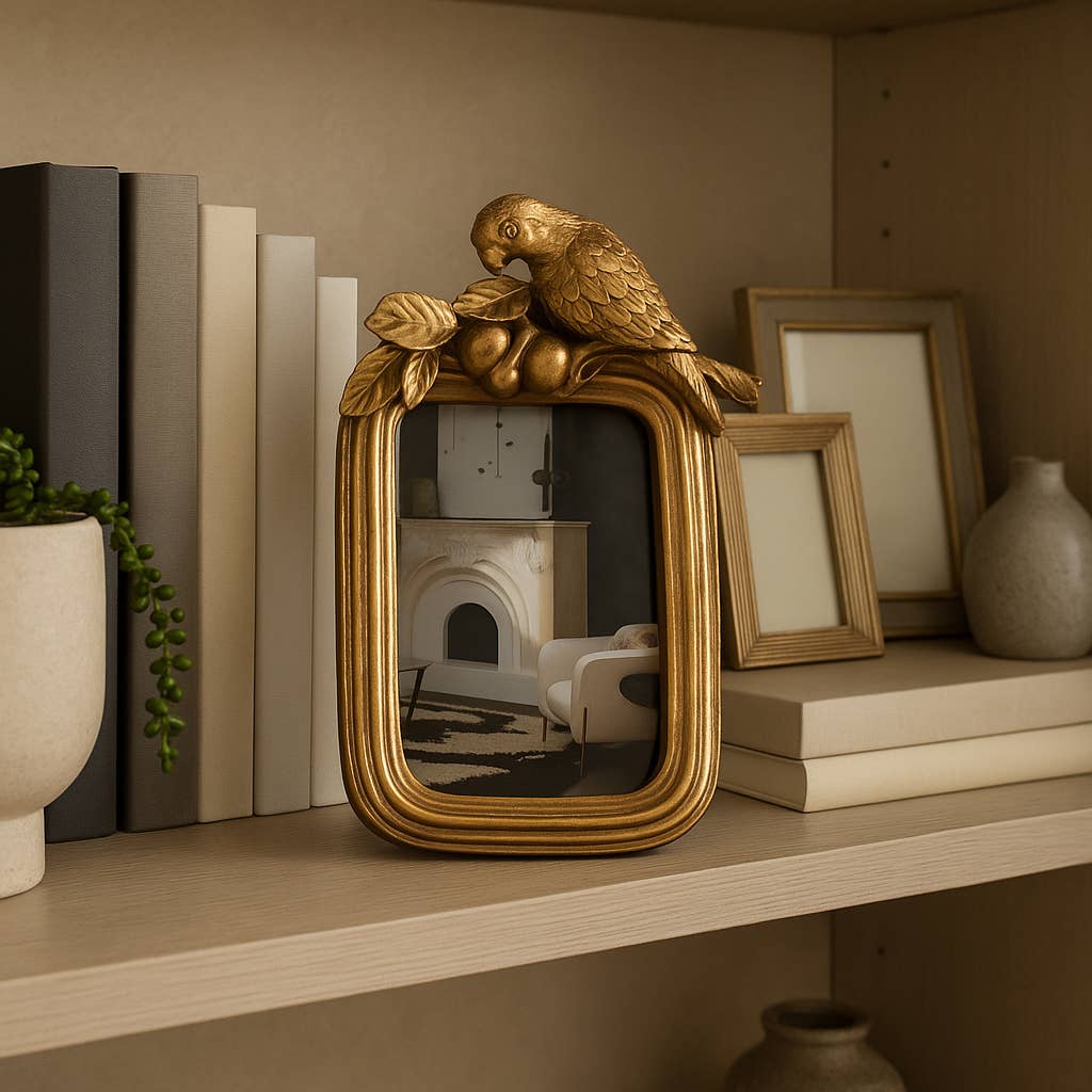 Gold Polyresin Bird Picture Frame - 4x6 in.