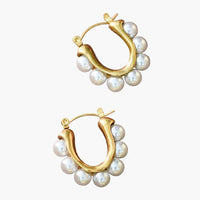 18K Gold Plated Pearl Hoop Earrings