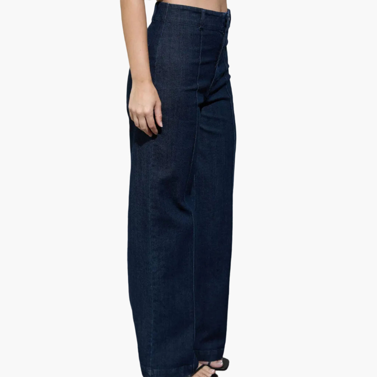 Denim High Waist Front Seam Wide Leg Jeans