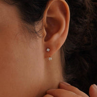 Chic Sterling Silver Front-Back CZ Diamond Earrings