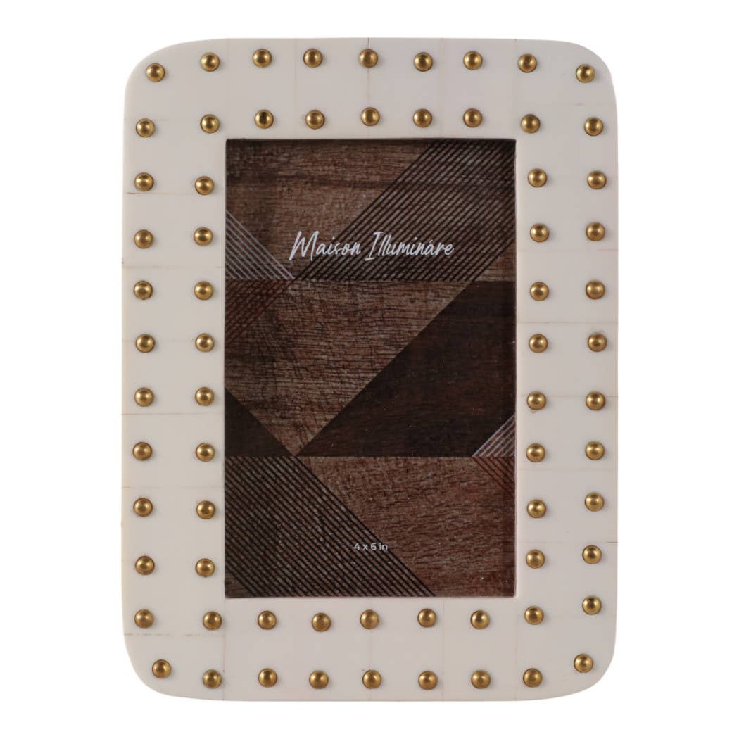 Ivory/Gold Resin Brass Dot Picture Frame - 4x6 in.