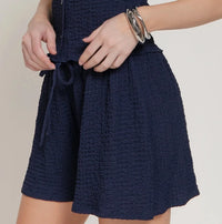 Crinkle Navy Knit Shorts