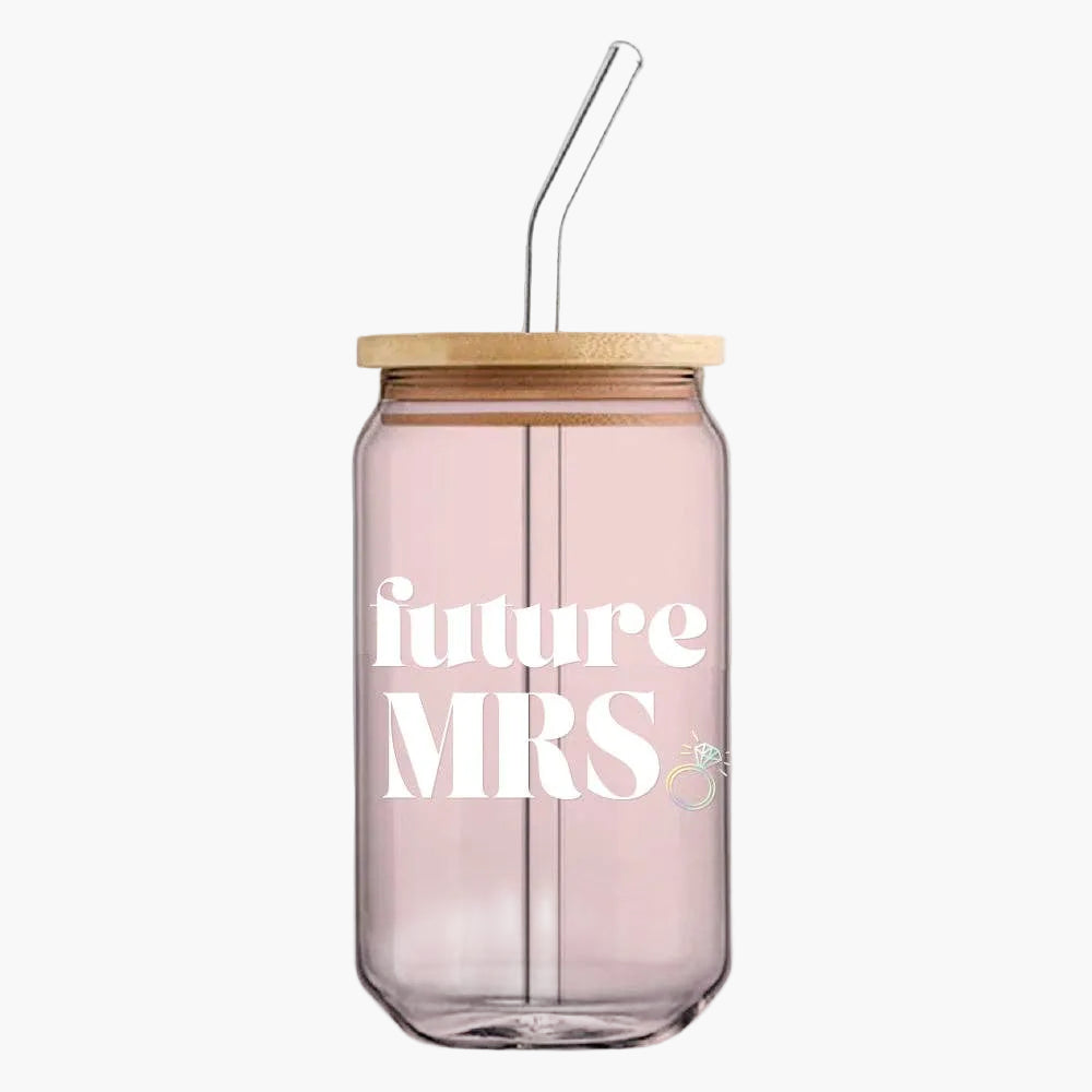Can Glass w/Lid & Straw 16oz | Future Mrs.