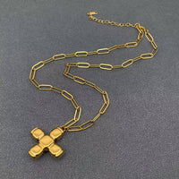 Red Zircon Cross Charm 18K Gold Plated Necklace