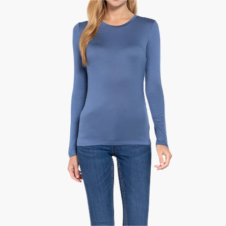 Long Sleeve Crew Neck Top Rayon Spandex Jersey Top