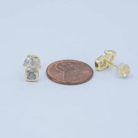 24K Gold Filled Clear CZ Baguette Teardrop Stud Earrings