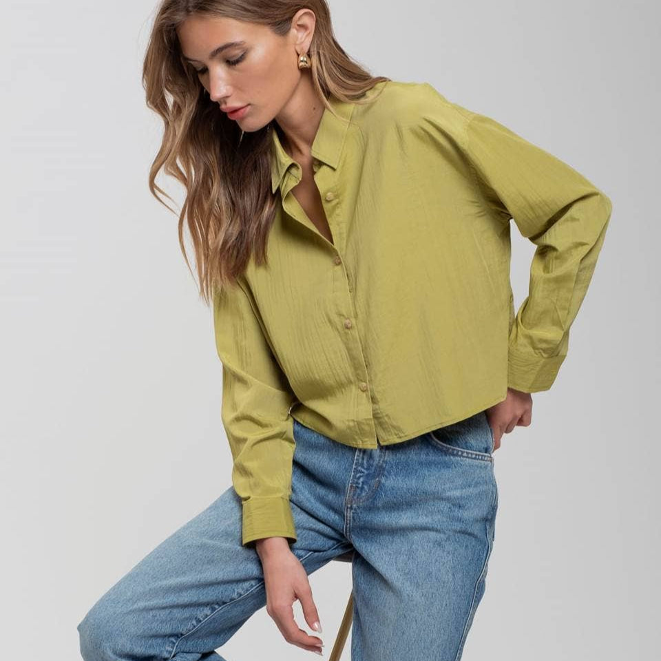 Kiwi Cropped Button Down Shirt