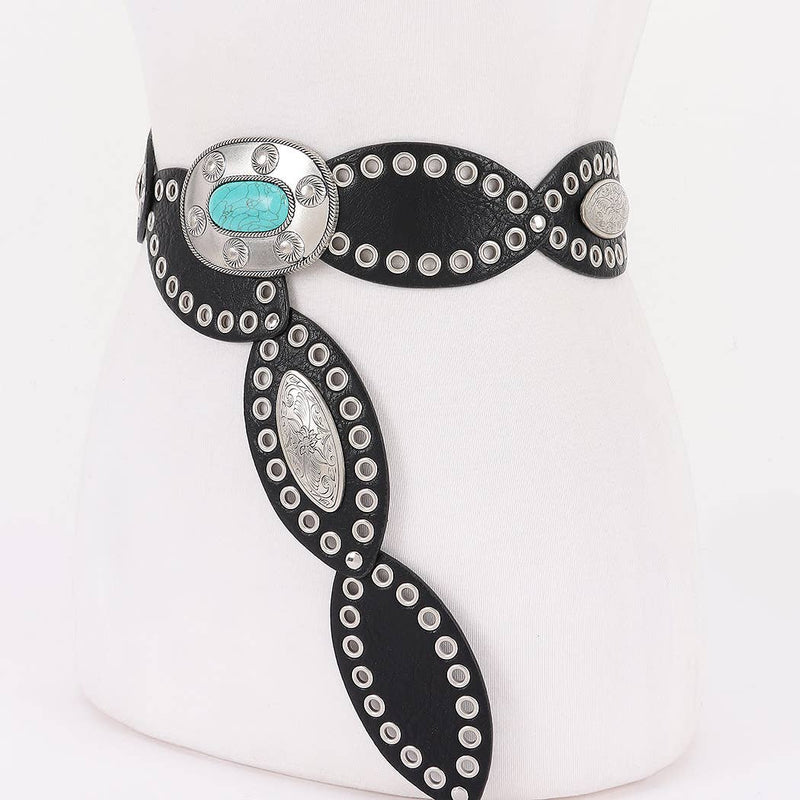 Faux Leather Oval Disc Belt