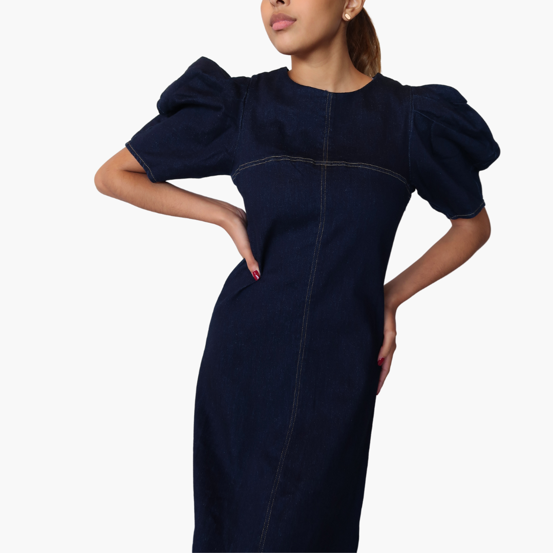 Sadie Puff Sleeve Denim Dress