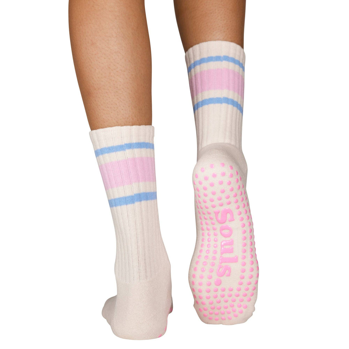 Pink Retro Pilates Grip Socks