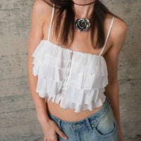 White Ruffle Tank Top