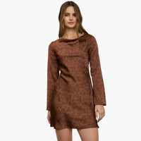 Terracotta Floral Cowl Neck Mini Dress