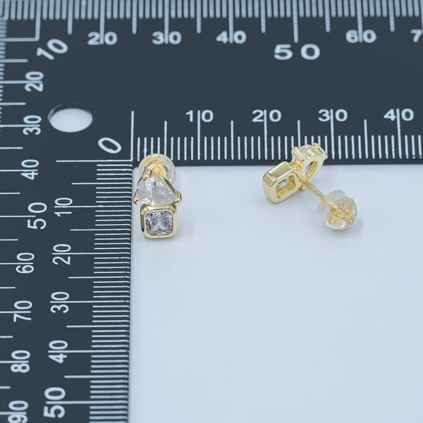 24K Gold Filled Clear CZ Baguette Teardrop Stud Earrings