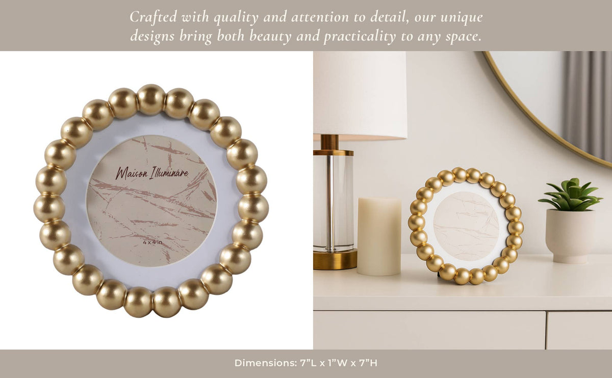 Gold Glass Beaded Picture Frame - 6x6 in.