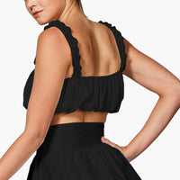 Satin Scrunched Crop Top