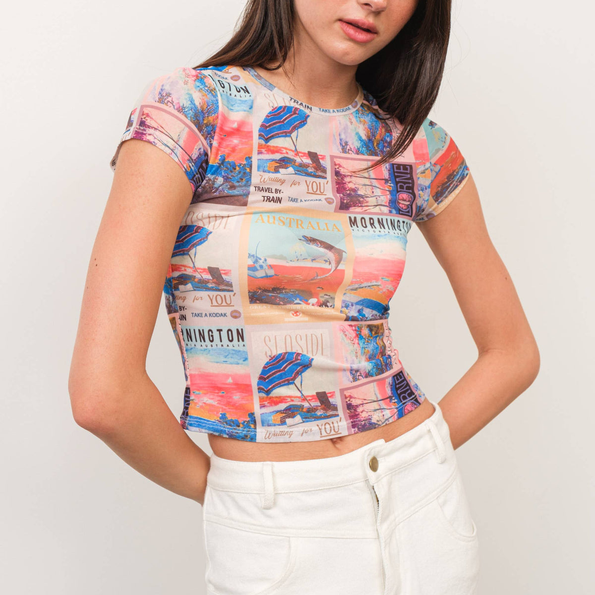 Photo Print Mesh Baby Tee