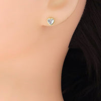 Gold &  Silver Heart Cubic Zirconia Stud Earrings