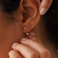 Chic Sterling Silver Front-Back CZ Diamond Earrings