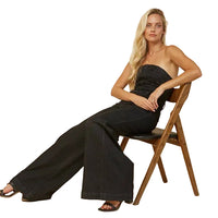 Strapless Wide Leg Denim Jumpsuit