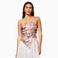 Wild Horses Printed Front Side Ruching Tube Top