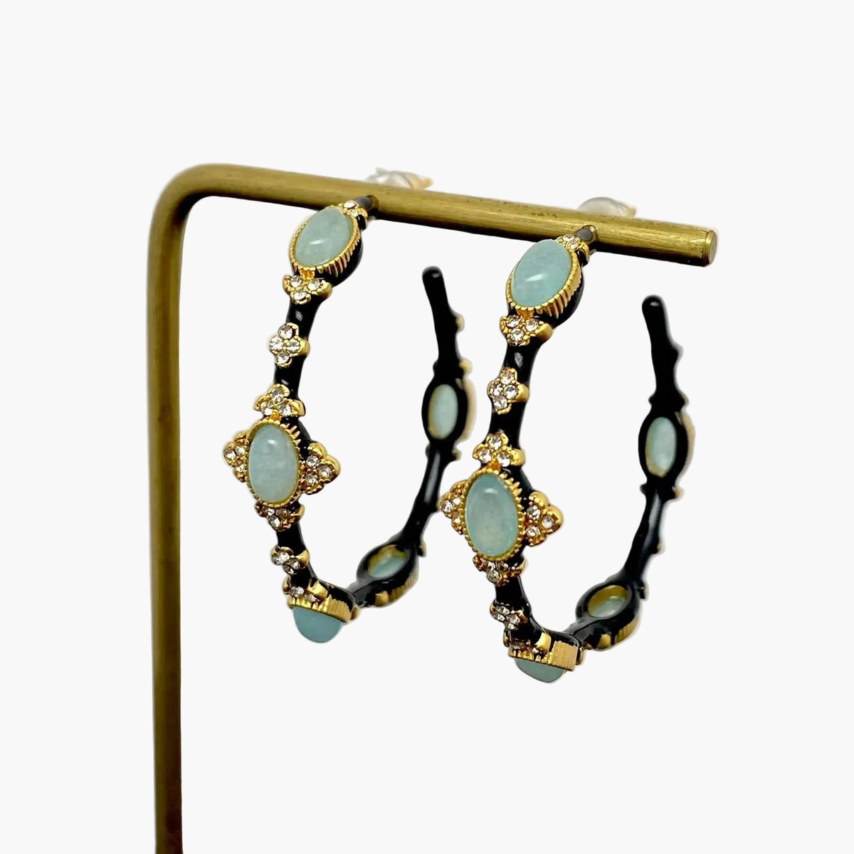 Aventurine 18K Gold Plated Hoop Earrings