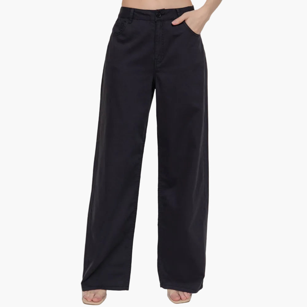 Straight Cotton Twill Long Pants