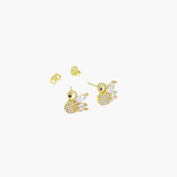 Swan Gold Stud Earrings