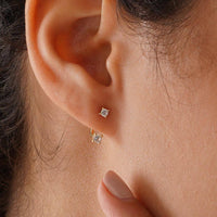 Chic Sterling Silver Front-Back CZ Diamond Earrings