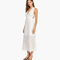 White Eyelet Maxi Dress With Open Back