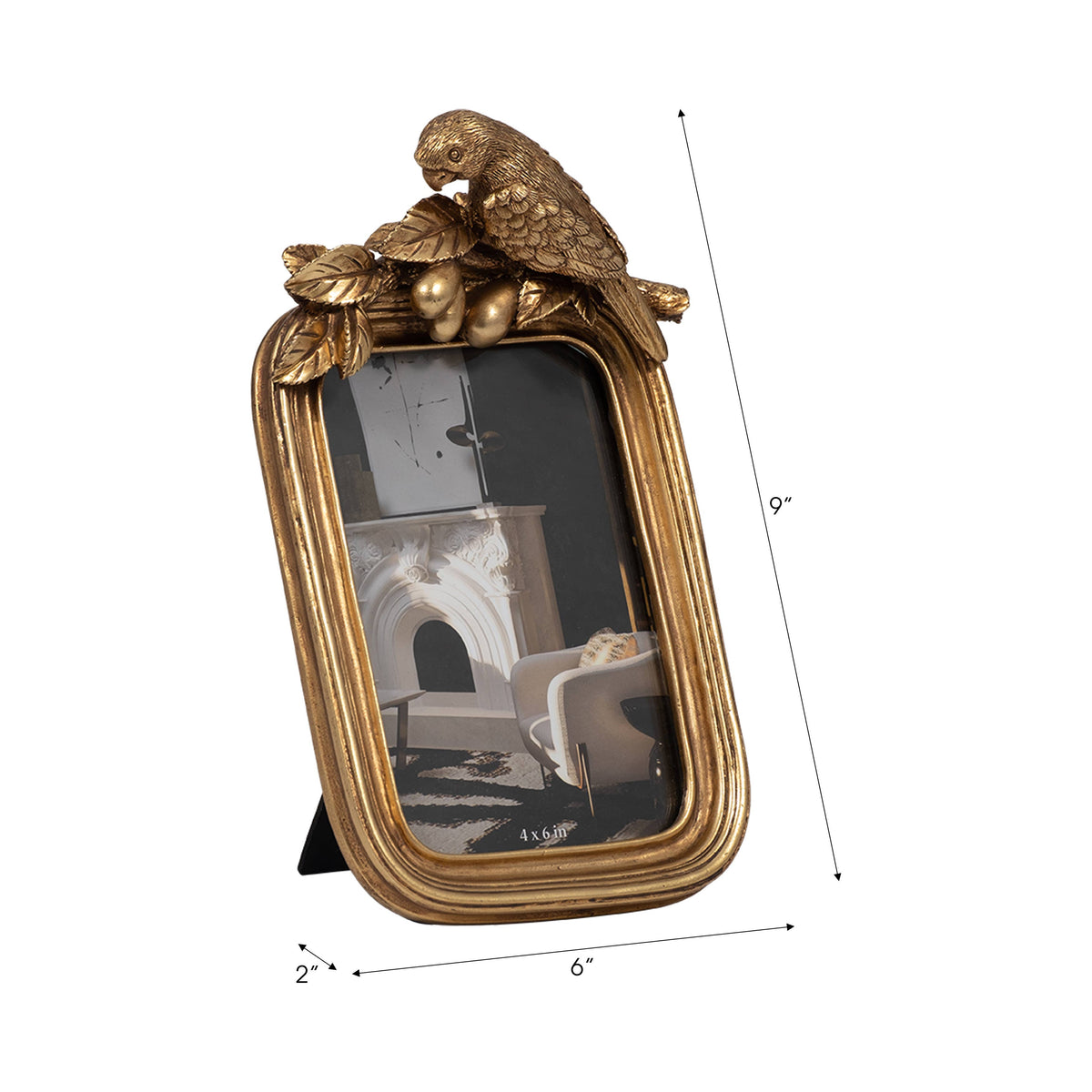 Gold Polyresin Bird Picture Frame - 4x6 in.