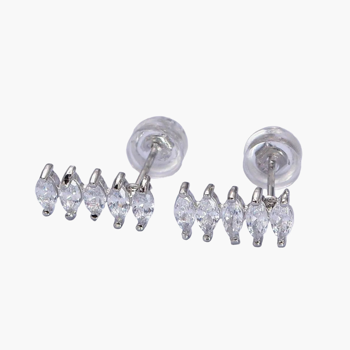 Silver Marquise Stud with CZ Stones
