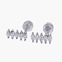 Silver Marquise Stud with CZ Stones
