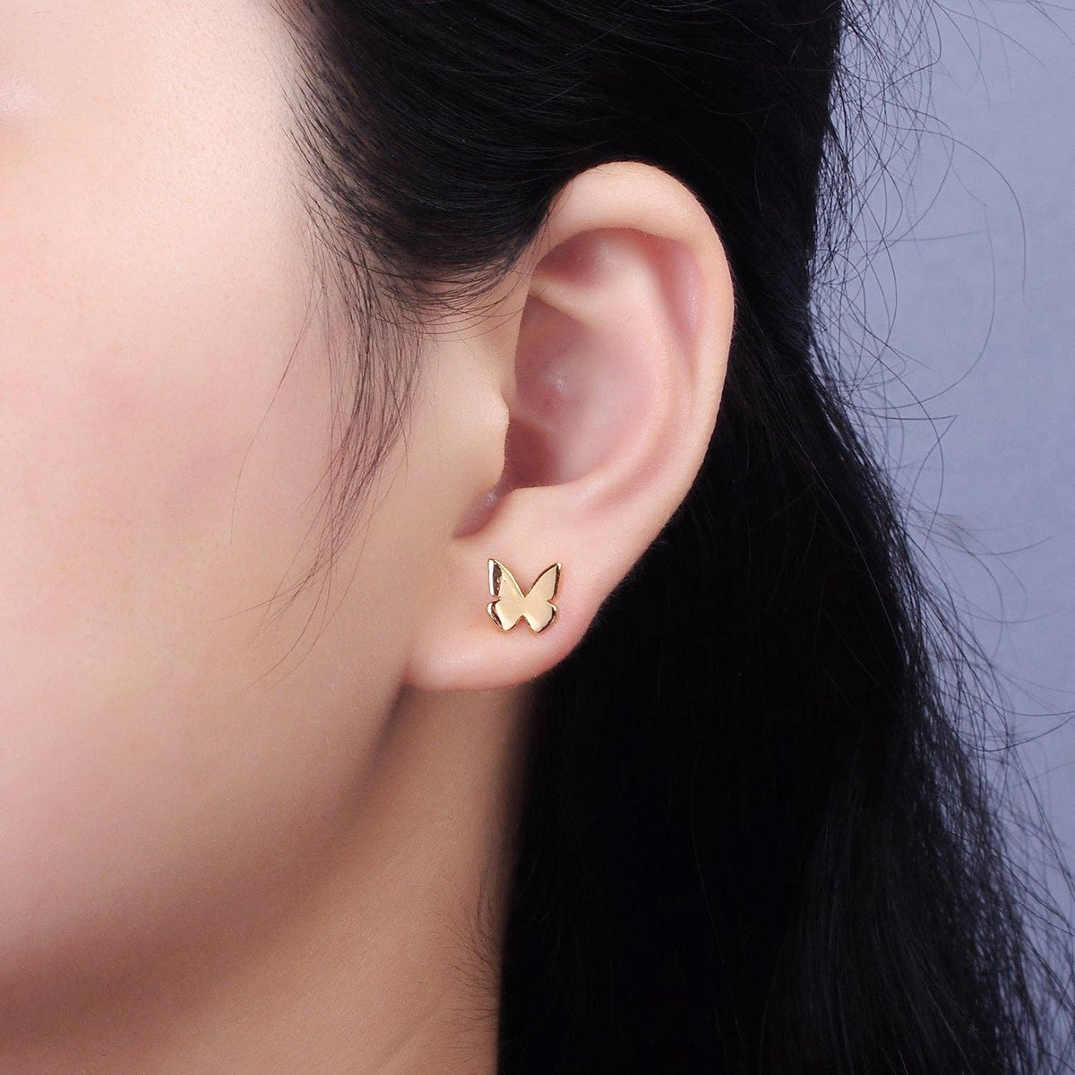 16K Gold Filled Mini Butterfly Stud Earrings