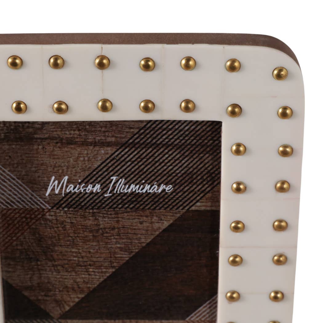 Ivory/Gold Resin Brass Dot Picture Frame - 4x6 in.