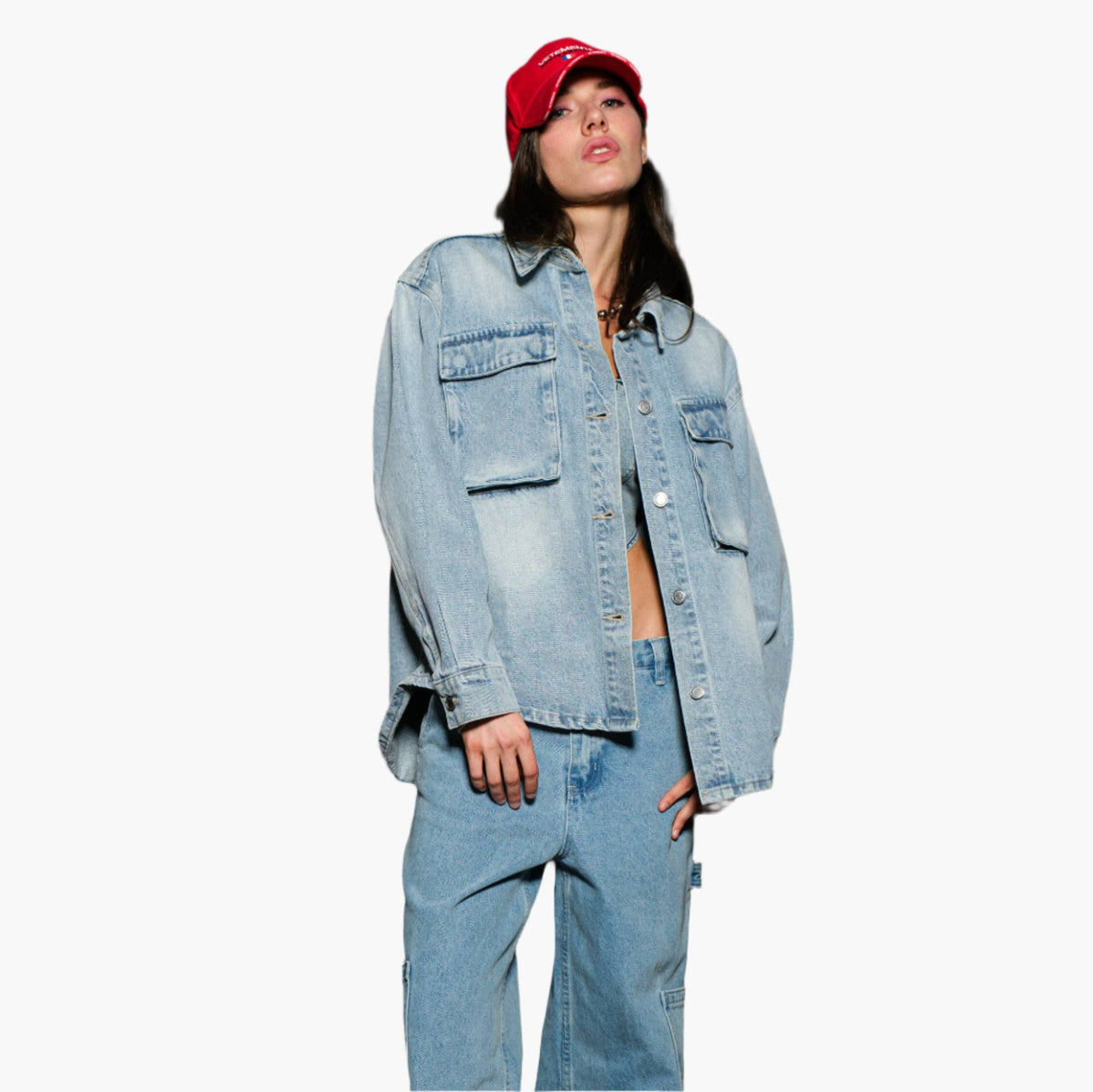 Oversized Denim Shacket with Pockets