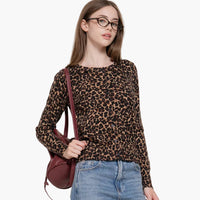 Long Sleeve Leopard Print Sweater Cardigan