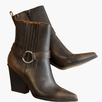 The Carson | Brown Distressed Leather Bootie