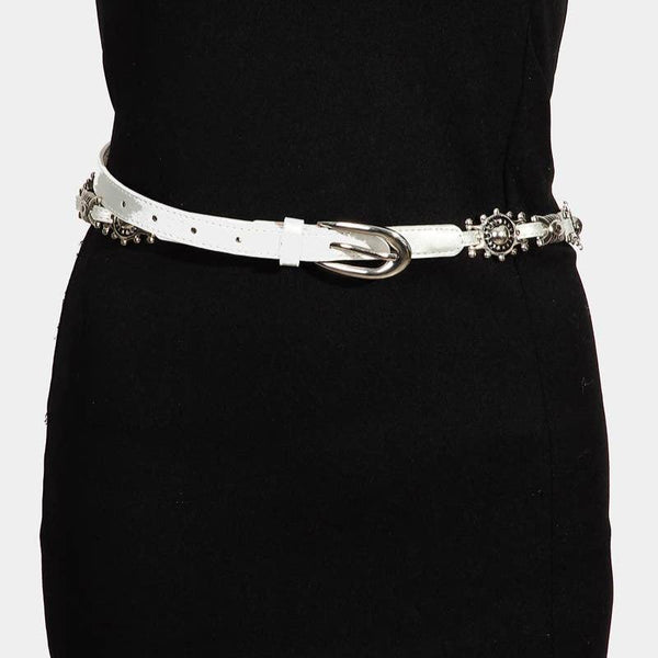 Skinny Metallic Western Conch Belt